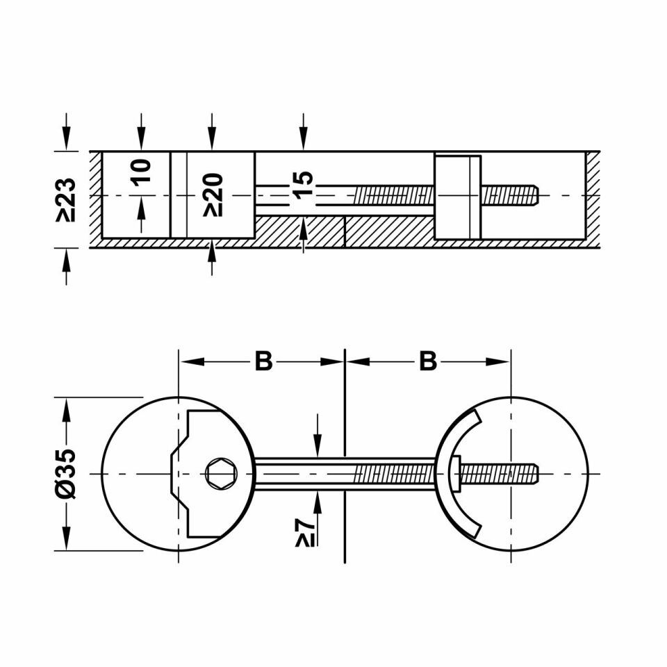 Hafele Tezgah Bağlantı Elemanı Ø35/23mm