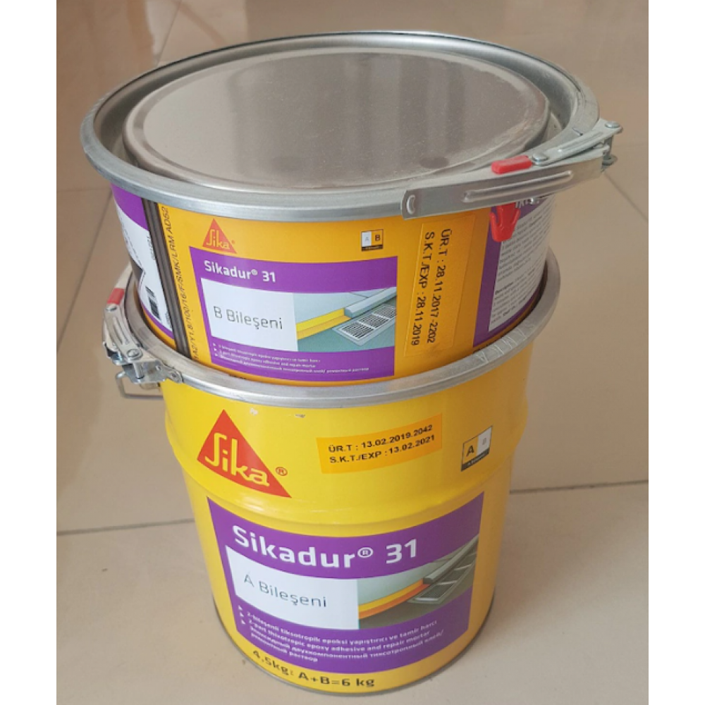 Sikadur-31 Tiksotropik, Çift Bileşenli Epoksi Reçine Esaslı Yapıştırıcı ve Tamir Harcı 6 Kg/Set
