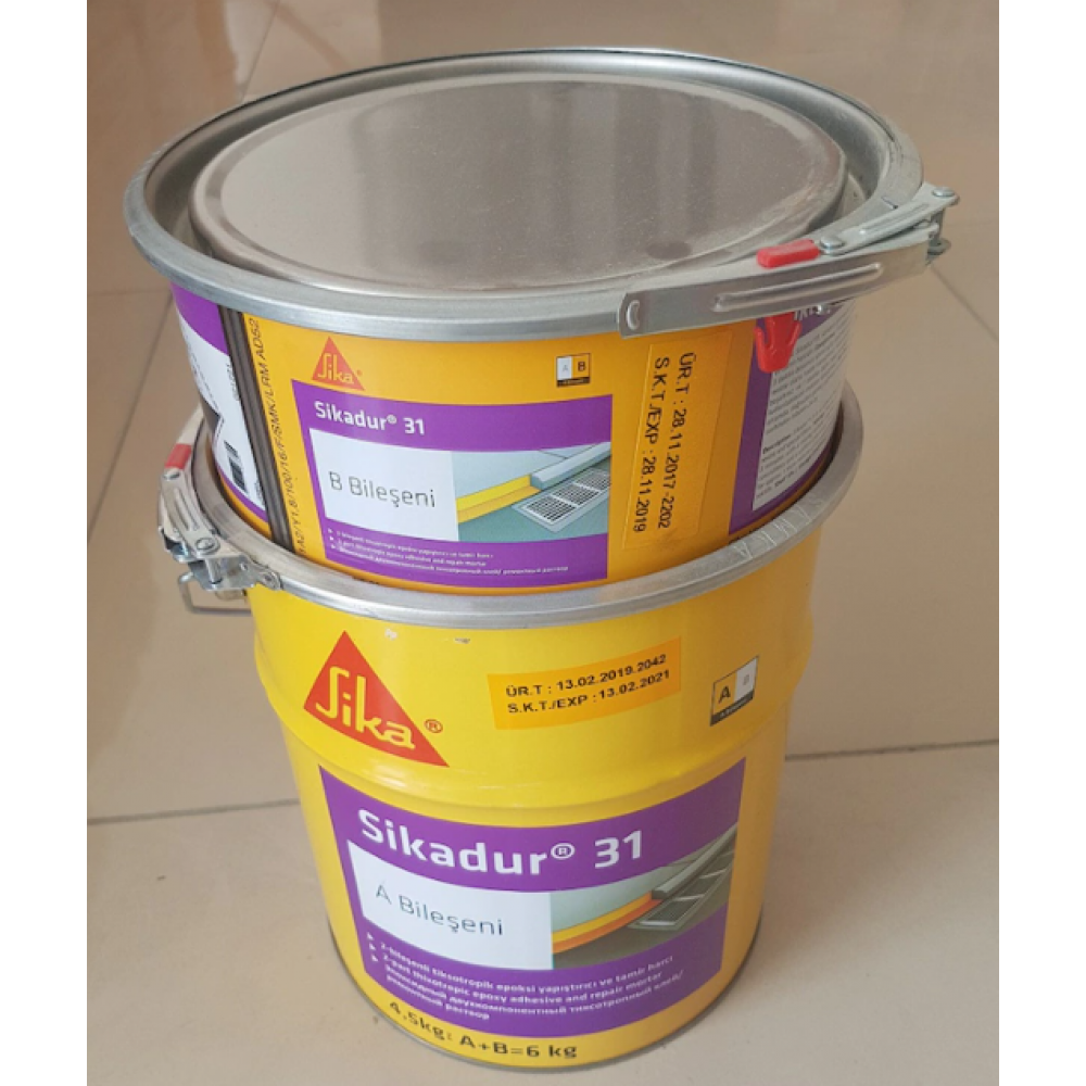 Sikadur-31 Tiksotropik, Çift Bileşenli Epoksi Reçine Esaslı Yapıştırıcı ve Tamir Harcı 6 Kg/Set