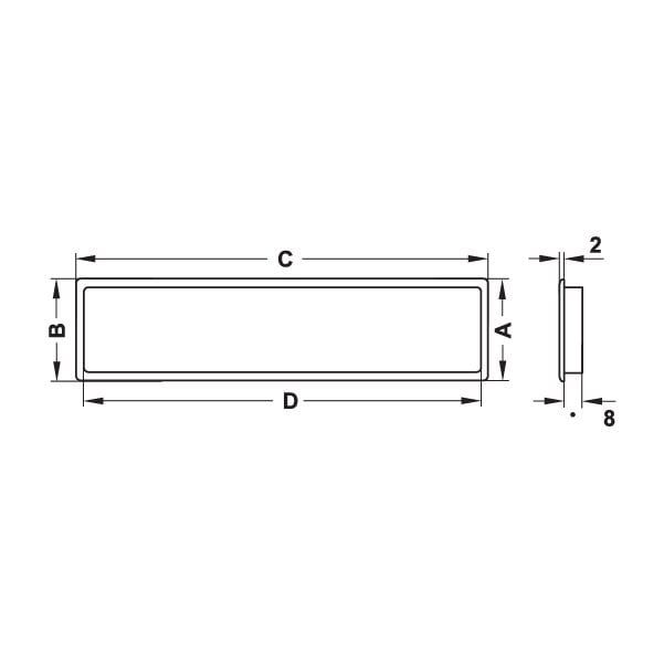 Hafele Menfez Dikdörtgen 42x170mm, Krom Renk