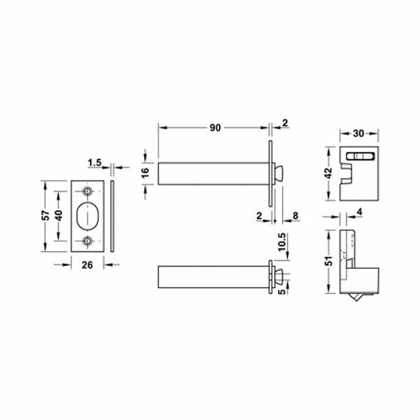 Hafele Sdc03 Gizli Kapı Güvenlik Zinciri, Antik Bronz Renk
