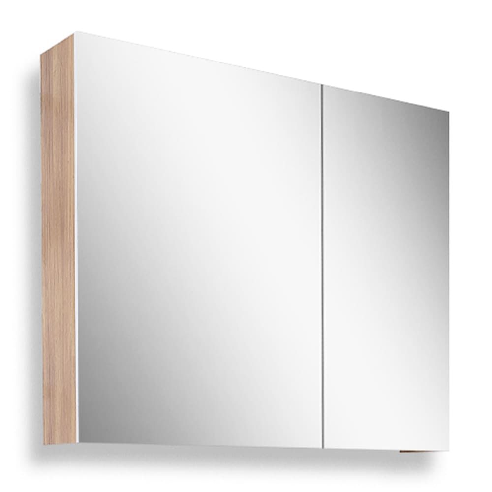 Teta Home Tokyo 80 cm MDF Banyo Aynalı Üst Dolap Teak-Beyaz