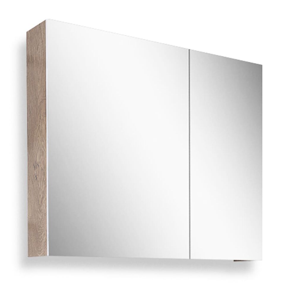 Teta Home Tokyo 80 cm MDF Banyo Aynalı Üst Dolap Kafkas Meşe-Beyaz