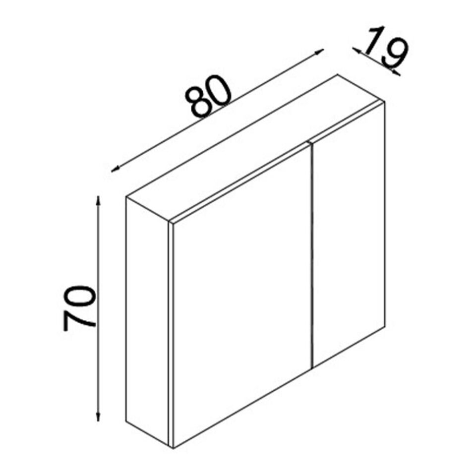 Teta Home Tokyo 80 cm MDF Banyo Aynalı Üst Dolap Kafkas Meşe