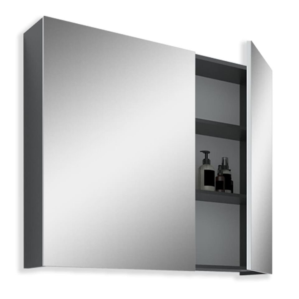 Teta Home Tokyo 80 cm MDF Banyo Aynalı Üst Dolap Antrasit-Beyaz