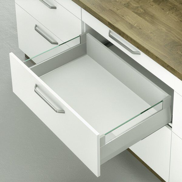 Hafele Çekmece Seti Şeffaf Cam Bordürlü 50'lik Dübelli Gri