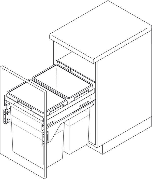 Hafele EURO CARGO DOUBLE Raylı çöp kut.gri,76lt