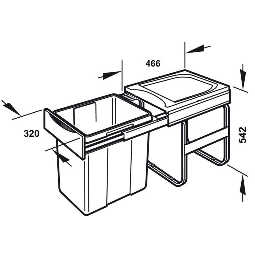 Hafele Easy Cargo Raylı Çöp Kutusu,Gri,1X42Lt