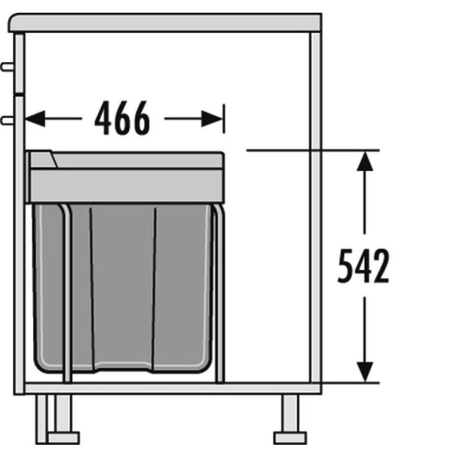 Hafele Easy Cargo Raylı Çöp Kutusu,Gri,1X42Lt