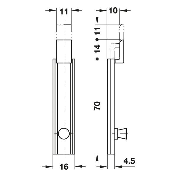 Hafele Mobilya Sürgüsü Dirs.Pi.Ni.Kpl.70Mm