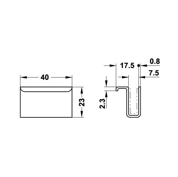 Hafele Cam Kapak Karşı Parça 40x17,5x23mm, Krom Renk