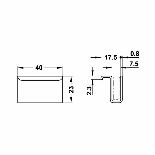 Hafele Cam Kapak Karşı Parça 40x17,5x23mm, Siyah Renk