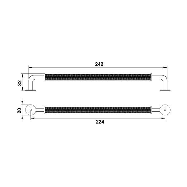 Hafele Mobilya Kulpu Aron 224mm Mat Siyah