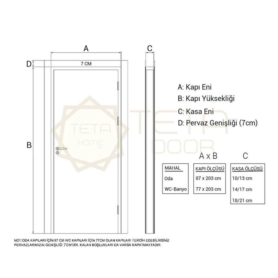 Teta Home Amanos Amerikan Panel Kapı Oda - Antrasit - 87x203 - 18/21