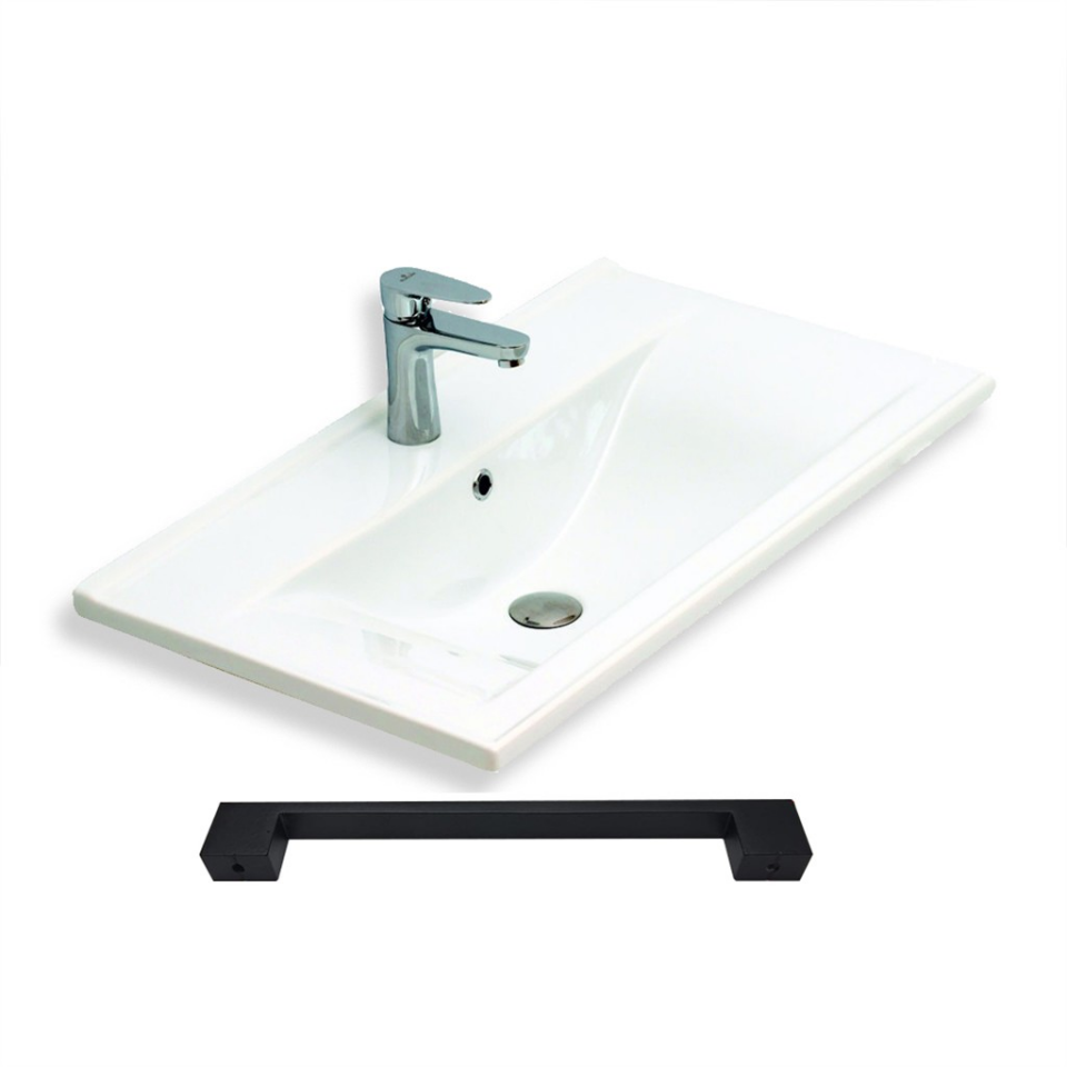 Teta Home Floransa 80 cm MDF Gövde Membran Kapak Banyo Dolabı Seti