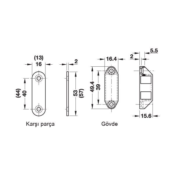 Hafele Mıknatıs 4kg 16,4x15,6x49,4mm, Nikel Renk