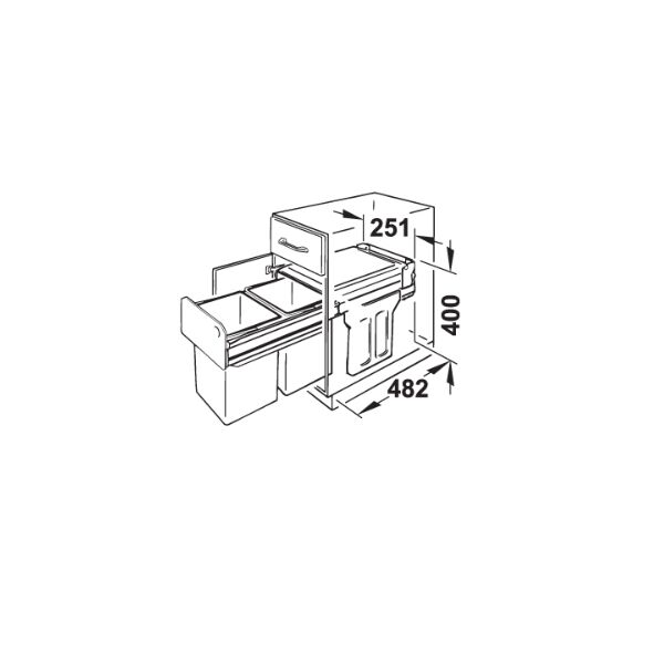 Hafele Tandem Çöp Kutusu Gri 2x15lt