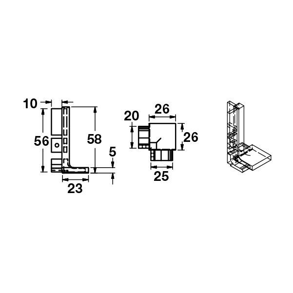 Hafele Profil Kulp Striata-L Köşe Bağlantı Parçası Mat Siyah