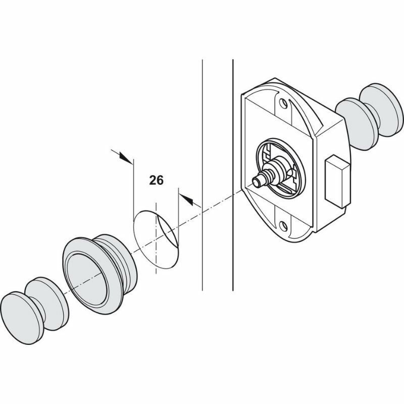 Hafele Sürgü Kilit 25mm, Nikel Renk