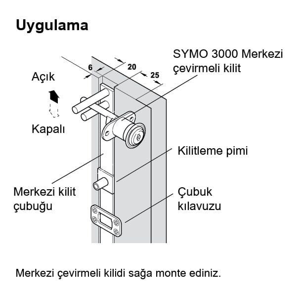 Hafele Symo Keson Kilit Çubuğu 1000mm