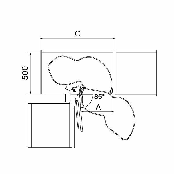 Hafele Köşe Kiler Seti Moveboard 500 Sağ Antrasit Renk
