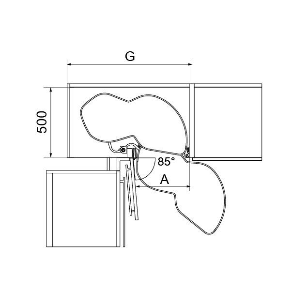 Hafele Köşe Kiler Seti Moveboard 450 Sağ Gümüş Renk