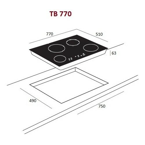 Teka - TB 770 - Ankastre Cam Seramik Elektrikli Ocak - 6300 W - Siyah - 77 cm
