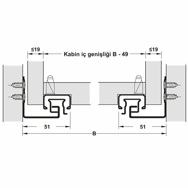 Hafele Gizli Ray Matrix Um A30, Tam Açılım Bas Aç 550mm