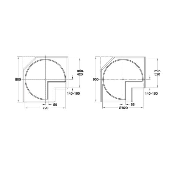 Hafele Jet 270 Köşe Kiler Seti Beyaz Çap 72cm