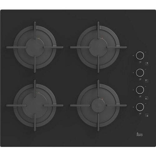 Teka - PAC 60 4G AI AL CI BLACK HOB - Ankastre Kristal Cam Gazlı Ocak - Döküm Izgara - Siyah - 60 cm