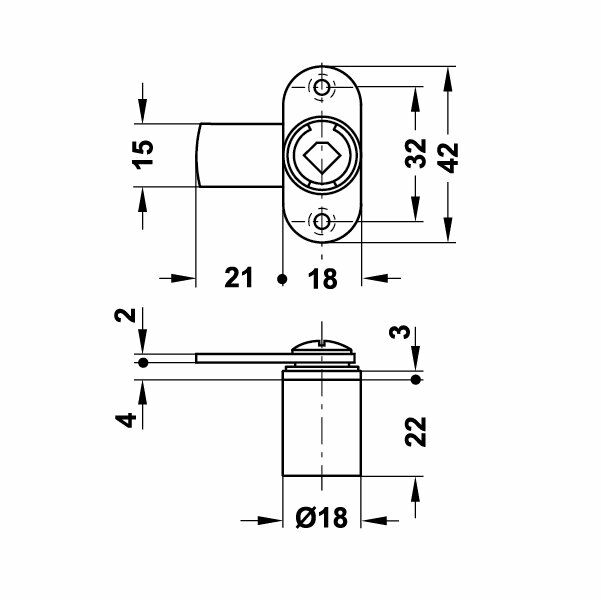 Hafele Symo Döner Dilli Kilit 180°, Nikel Kaplama
