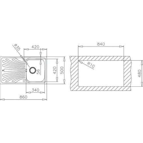 Teka Nerissa 50 B Sol Paslanmaz Çelik Tezgah Üstü Eviye
