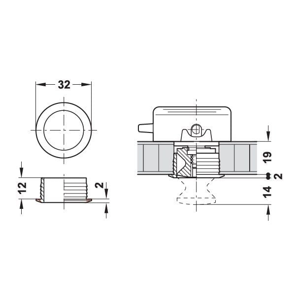 Hafele Rozet 19mm (10 Adet), Parlak Krom Renk