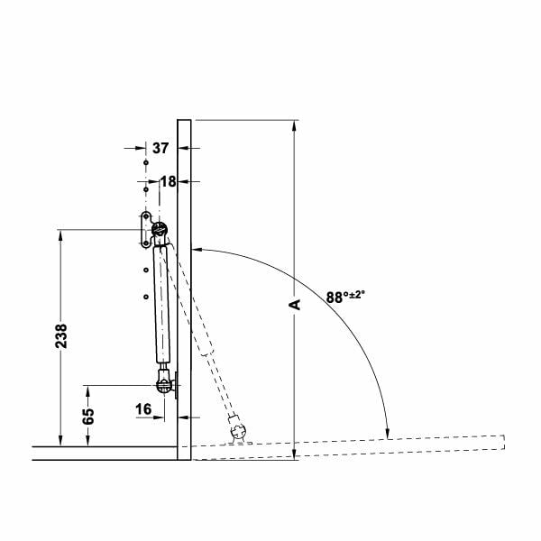 Hafele MICROWINCH PCS 150 Düşer Kapak Makası Siyah 100N