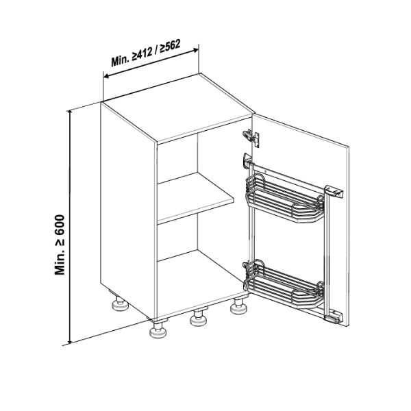 Hafele Tandem Side 600/600mm A.Style Krom/Beyaz