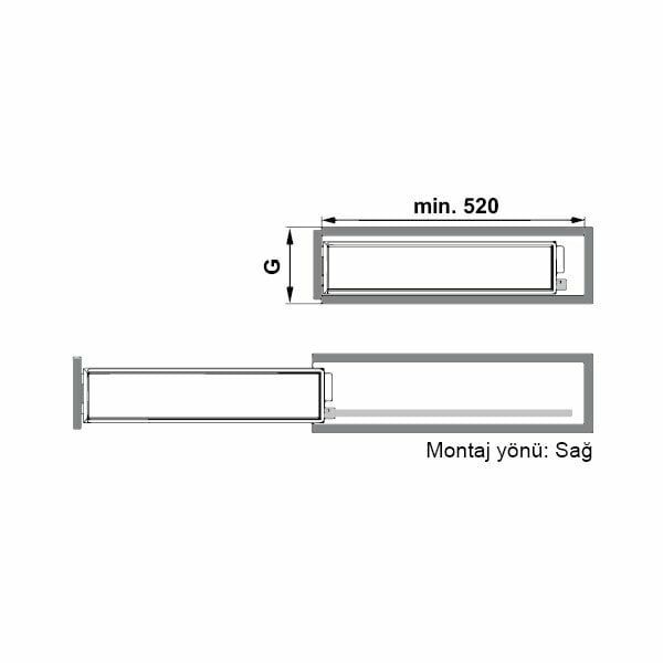 Hafele Neva Şişelik 150mm Sağ Yönlü Gümüş Gri Renk