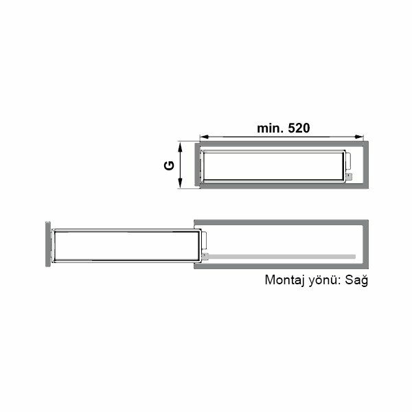 Hafele Neva Şişelik 150mm Sağ Yönlü Antrasit Renk