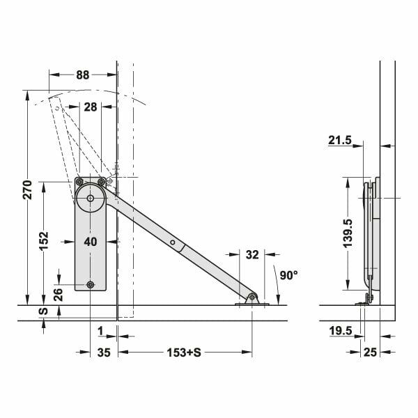 Hafele Doxı Düşer Kapak Makası Sağ 9,3-12,7N
