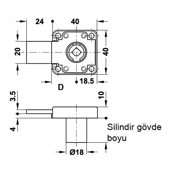 Hafele Symo Uzun Sürgülü Çekmece Kilit 32mm