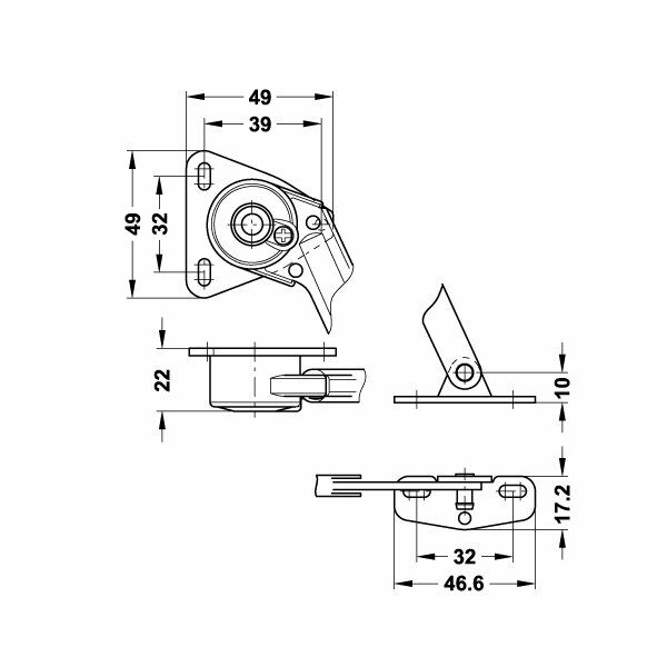 Hafele Ted Drop Alüminyum İçin Mafsallı Düşer Makası Sol