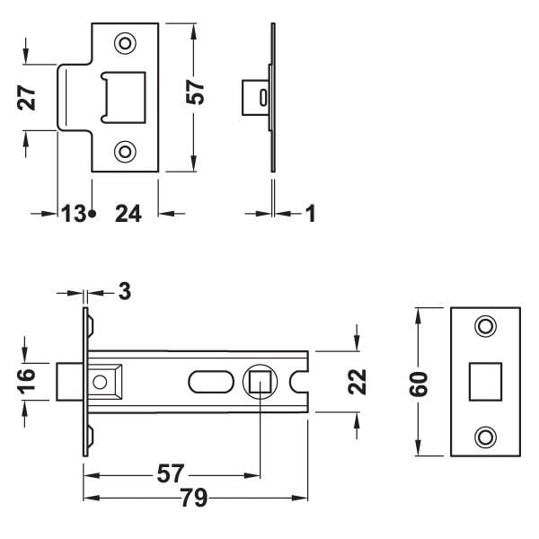 Hafele Dilden Kilit Pasaj 57/8/25 Mat Nikel Renk