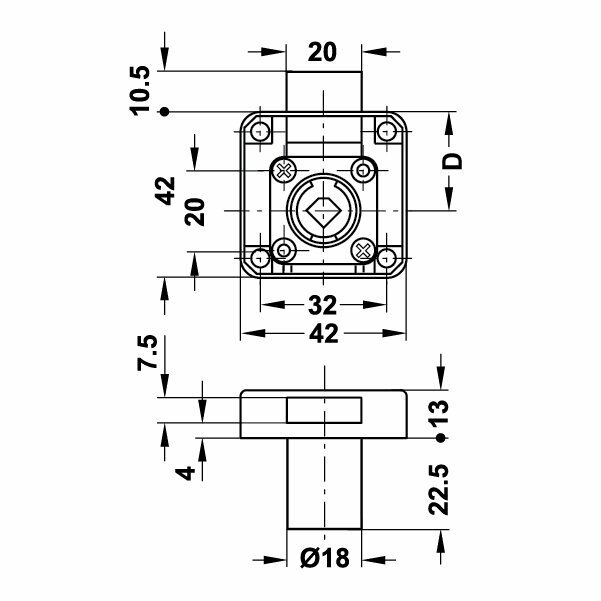 Hafele Symo Yaylı Sürgü Sol Kilit 22mm, Nikel Kaplama