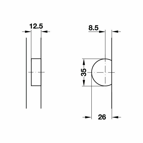 Hafele Düşer Kapak Menteşesi Zamak Nikel 90º