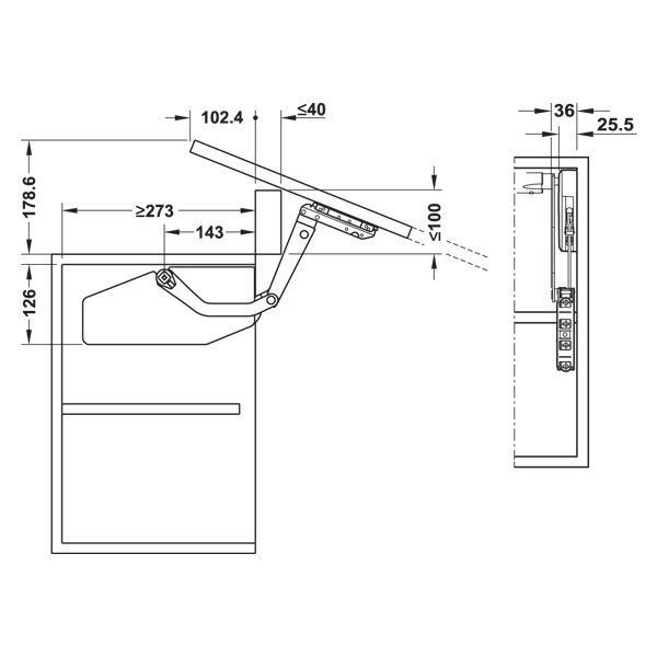 Hafele Free Swing Makas Seti S9 67-80cm, Gri Renk