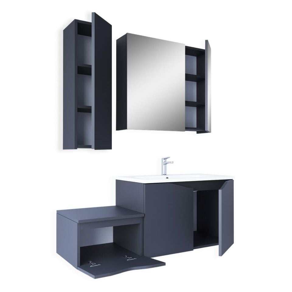 Teta Home Manila 100 cm MDF Banyo Seti + Boy Dolap