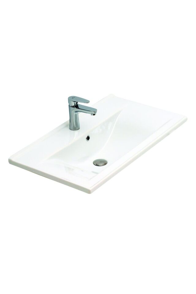 Teta Home Manila 100 cm MDF Banyo Seti + Boy Dolap Kafkas Meşe-Beyaz