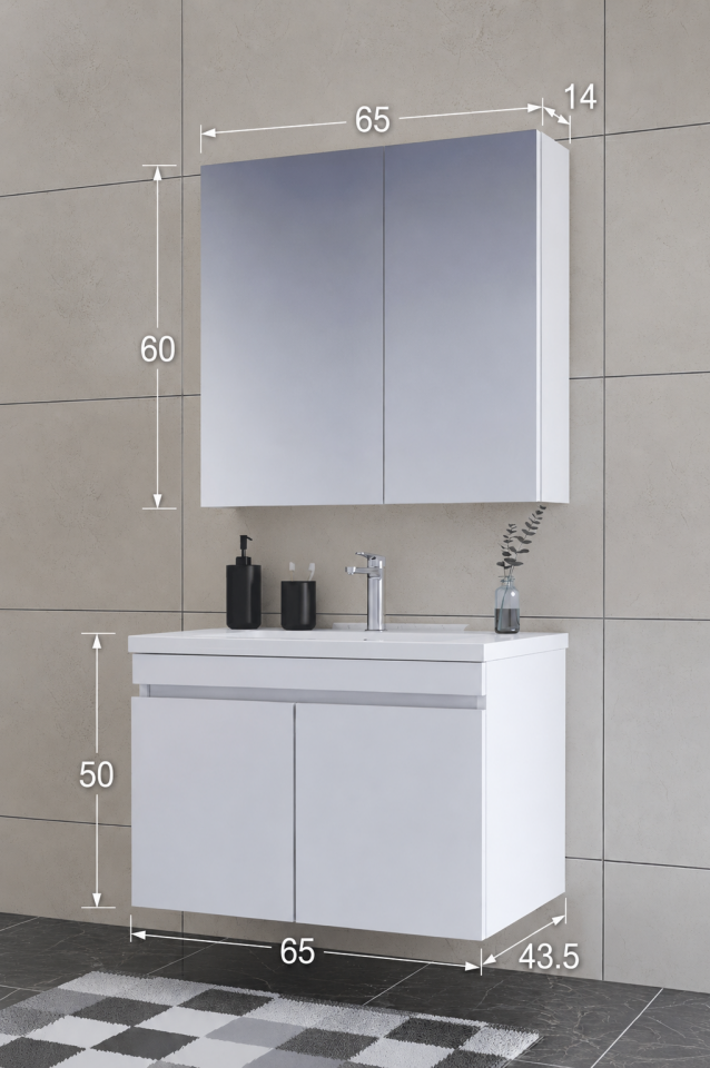 Teta Home Tokyo 65 cm MDF Banyo Dolabı Seti