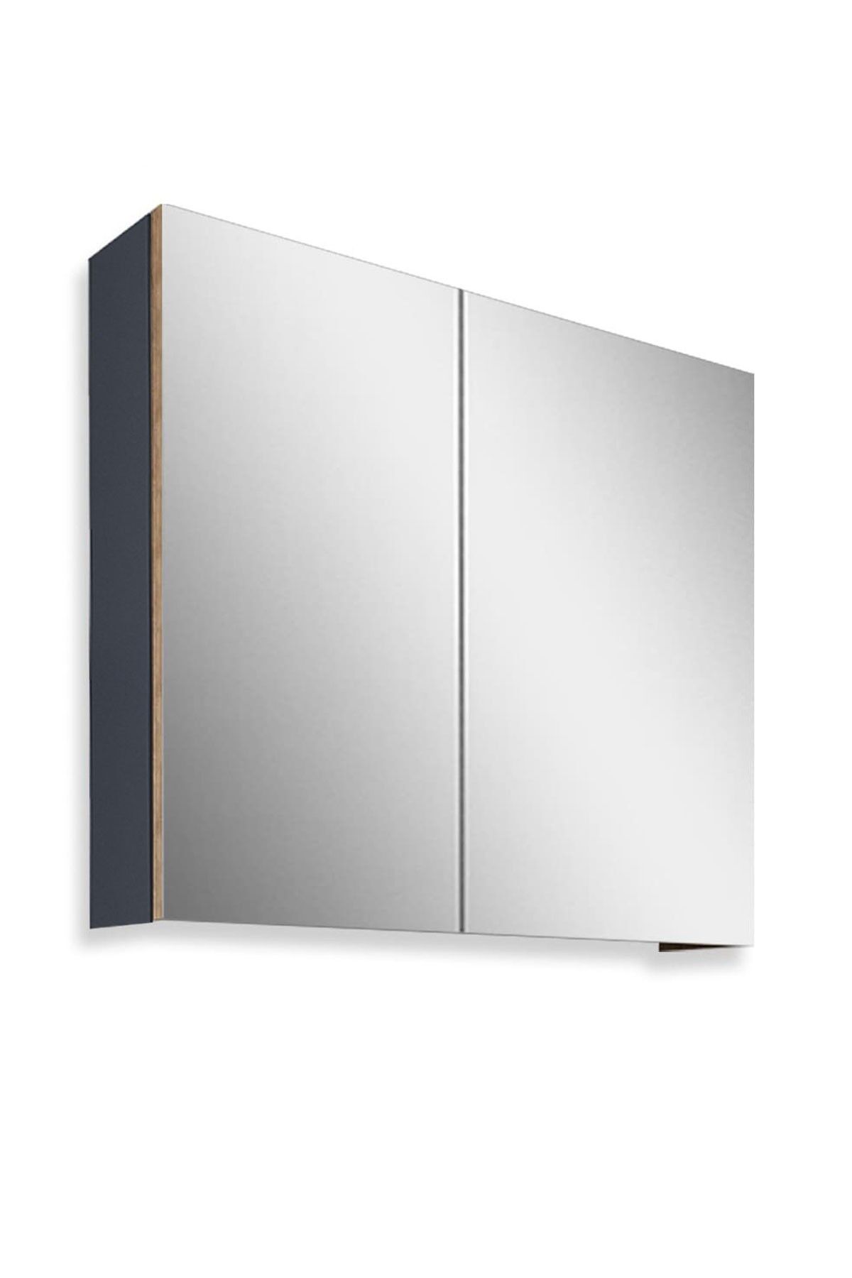 Teta Home Yalova 65 cm Mdf Banyo Aynalı Üst Dolap Antrasit-Kafkas Meşe