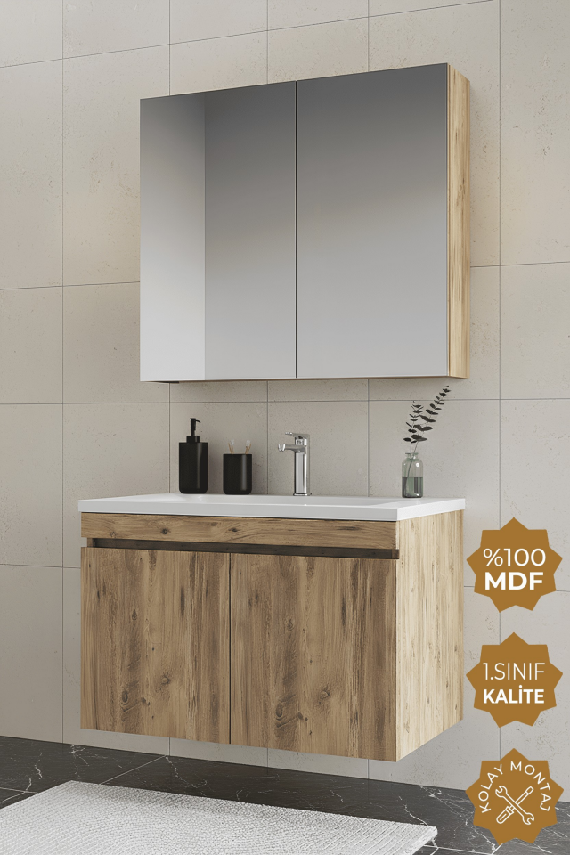 Teta Home Tokyo 65 cm MDF Banyo Dolabı Seti Atlantik Çam