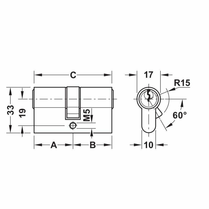Hafele PC 03 Çift Taraflı Barel 31x31mm Nikel Renk